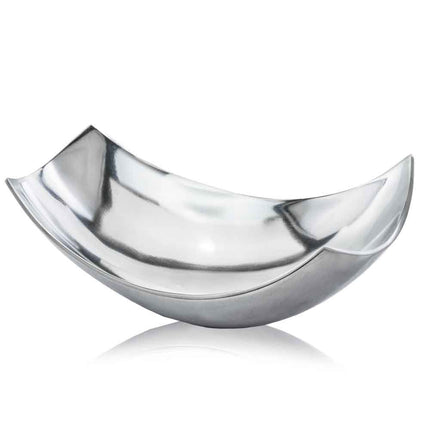 17" Silver Aluminum Scoop Centerpiece Bowl HomeRoots