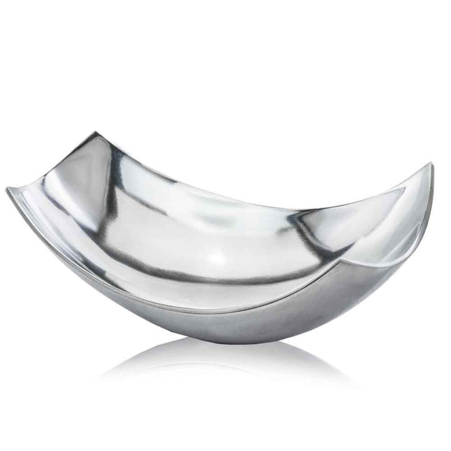 17" Silver Aluminum Scoop Centerpiece Bowl HomeRoots
