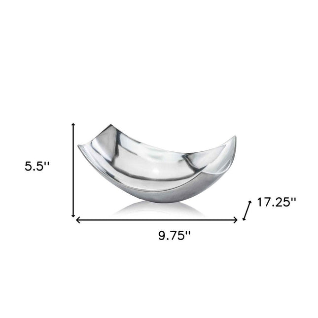 17" Silver Aluminum Scoop Centerpiece Bowl HomeRoots