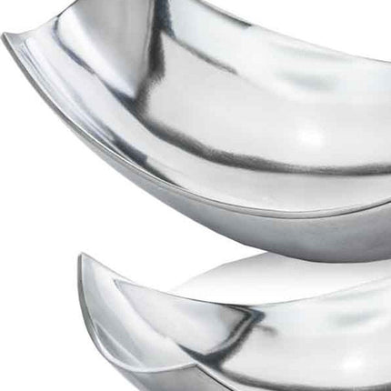 17" Silver Aluminum Scoop Centerpiece Bowl HomeRoots
