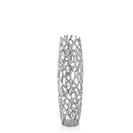 32" Aluminum Silver Twigs Cylinder Floor Vase HomeRoots