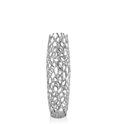 32" Aluminum Silver Twigs Cylinder Floor Vase HomeRoots