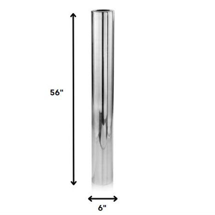 40" Silver Aluminum Cylindrical Floor Vase