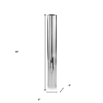 40" Silver Aluminum Cylindrical Floor Vase HomeRoots