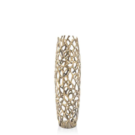 32" Aluminum Silver Twigs Cylinder Floor Vase HomeRoots