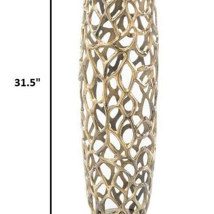 32" Aluminum Silver Twigs Cylinder Floor Vase HomeRoots