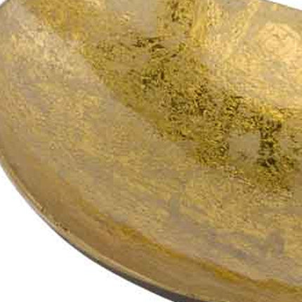 11" Gold and Bronze Aluminum Oval Centerpiece Bowl HomeRoots