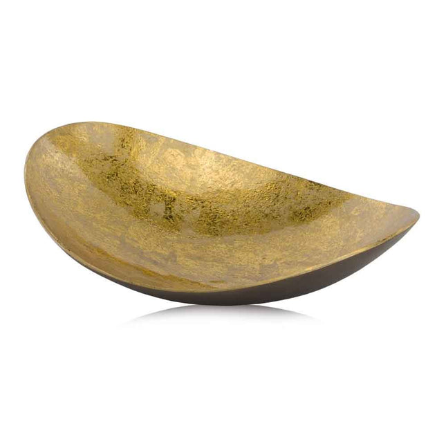 11" Gold and Bronze Aluminum Oval Centerpiece Bowl HomeRoots