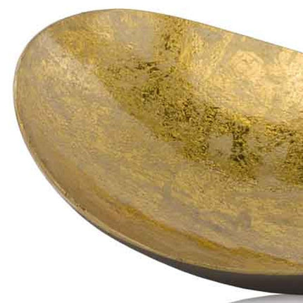 11" Gold and Bronze Aluminum Oval Centerpiece Bowl HomeRoots