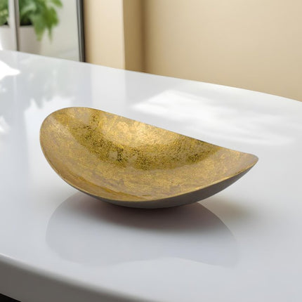 11" Gold and Bronze Aluminum Oval Centerpiece Bowl HomeRoots