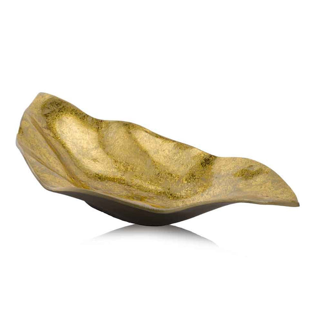 18" Gold Modern Wavy Aluminum Centerpiece Bowl HomeRoots