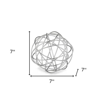 7" X 7" X 7" Silver Large Wire Sphere HomeRoots