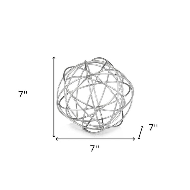7" X 7" X 7" Silver Large Wire Sphere HomeRoots