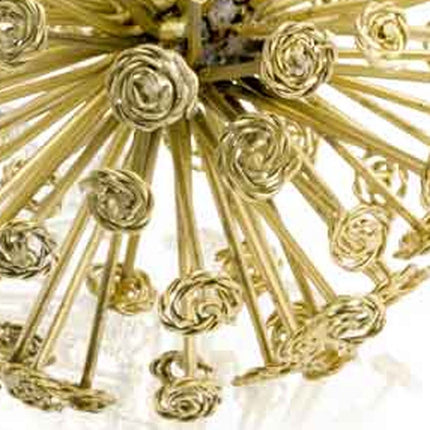 Set of Two Gold Cast Iron Decorative Spiky Sphere Tabletop Sculptures HomeRoots