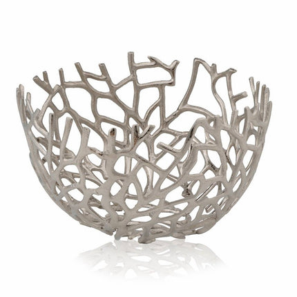 15" Silver Aluminum Twigs Centerpiece Bowl HomeRoots