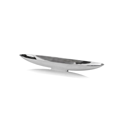 32" Contempo Shiny Silver Long Boat Tray HomeRoots