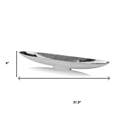 20" Contempo Shiny Silver Short Boat Tray HomeRoots