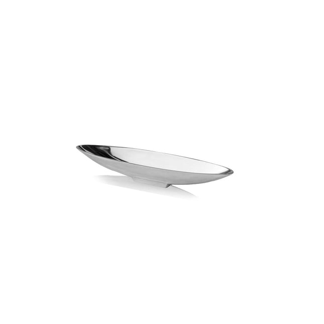 32" Contempo Shiny Silver Long Boat Tray HomeRoots