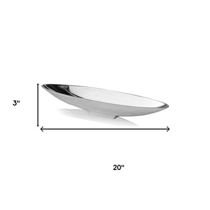 32" Contempo Shiny Silver Long Boat Tray HomeRoots