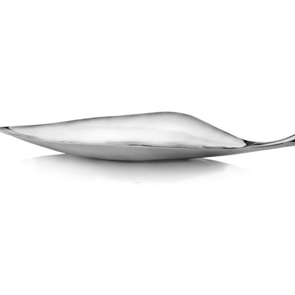 36" Silver Aluminum Leaf Shaped Centerpiece Bowl