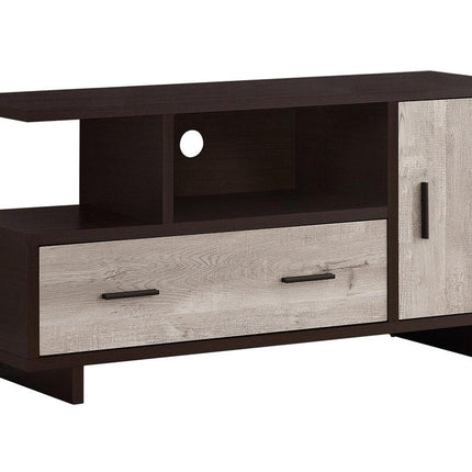 47" Wood Brown Cabinet Enclosed Storage TV Stand HomeRoots