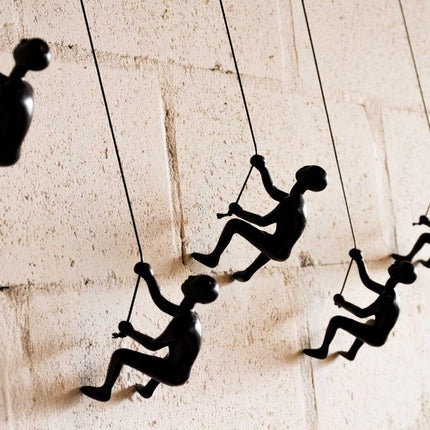 Set of Five Black Resin Climbing Man Hanging Dimensional Sculpture HomeRoots