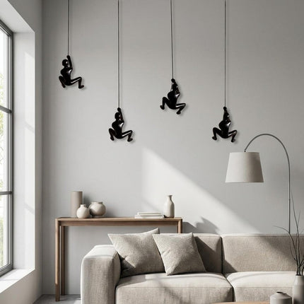 Set of Four Black Resin Climbing Man Hanging Dimensional Sculpture HomeRoots