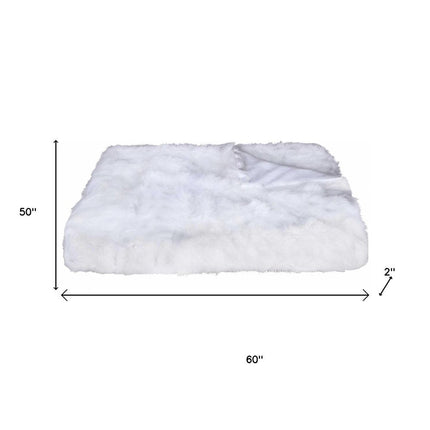 White Knitted Rabbit Solid Color Plush Reversable Throw HomeRoots