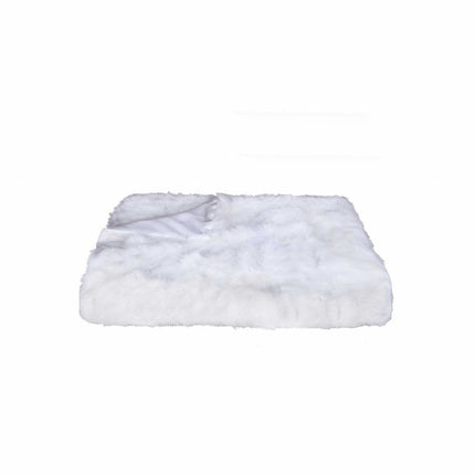 White Knitted Rabbit Solid Color Plush Reversable Throw HomeRoots