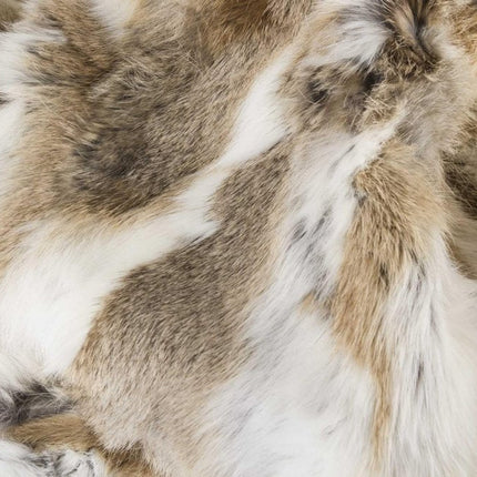 60" X 50" Tan Knitted Rabbit Fur Animal Print Throw Blanket HomeRoots