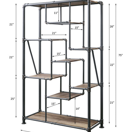 ACME 35887 Brantley Book Shelf, Antique Oak & Sandy Gray Finish