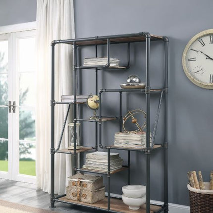 ACME 35887 Brantley Book Shelf, Antique Oak & Sandy Gray Finish