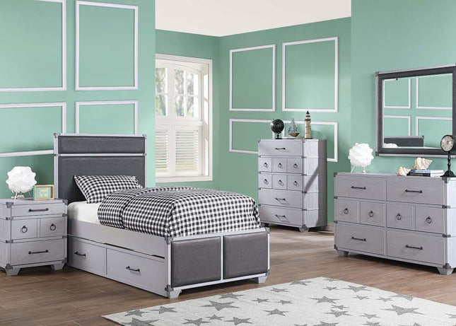 ACME 36120T Orchest Twin Bed, Gray PU & Gray