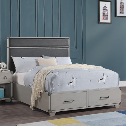 ACME 36130T Orchest Twin Bed with Storage, Gray PU & Gray