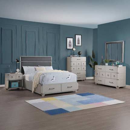 ACME 36130T Orchest Twin Bed with Storage, Gray PU & Gray
