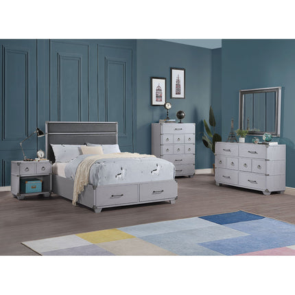 ACME 36135F Orchest Full Bed with Storage, Gray PU & Gray