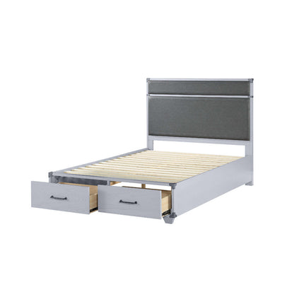 ACME 36135F Orchest Full Bed with Storage, Gray PU & Gray