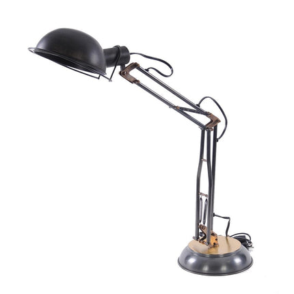 33" Black Metal Desk Table Lamp With Black Bowl Shade HomeRoots