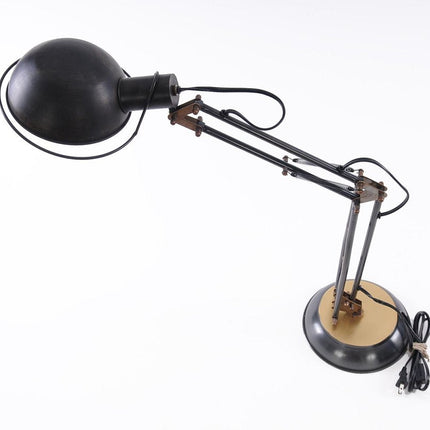 33" Black Metal Desk Table Lamp With Black Bowl Shade HomeRoots