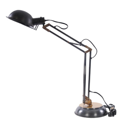 33" Black Metal Desk Table Lamp With Black Bowl Shade HomeRoots