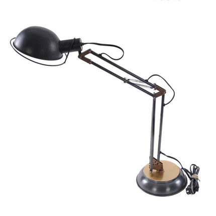 33" Black Metal Desk Table Lamp With Black Bowl Shade HomeRoots