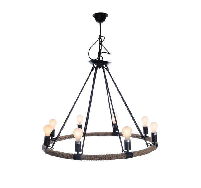 32" X 37" X 32" 8 Bulbs Rope  Pendant Lamp HomeRoots