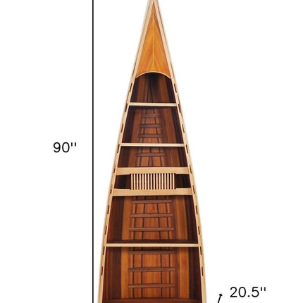 21" Wood Brown Solid Wood Six Tier Boat Bookcase HomeRoots