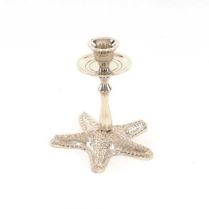 5" Silver Brass Starfish Tabletop Candle Holder HomeRoots