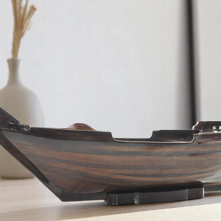 6" Dark Brown Novelty Wood Serving Tray With Handles HomeRoots