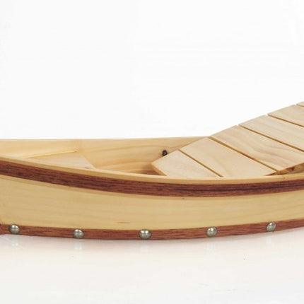 17" Natural and Brown Wood Sushi Boat Serving Tray HomeRoots
