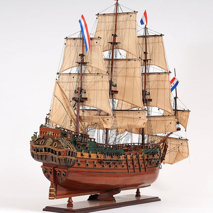 26" Brown Solid Wood Hand Painted Model Boat