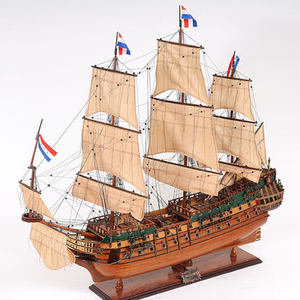 26" Brown Solid Wood Hand Painted Model Boat