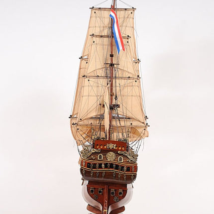 26" Brown Solid Wood Hand Painted Model Boat