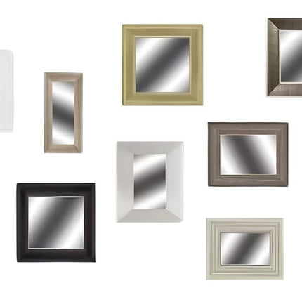 Set of Ten Brown And White Square And Rectangle Framed Mirror Set HomeRoots